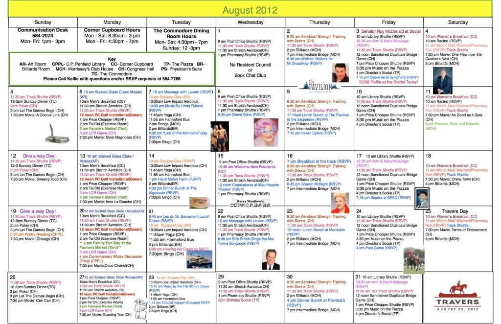 Calendar Of Events For August 2012 Prestwick Chase At Saratoga 