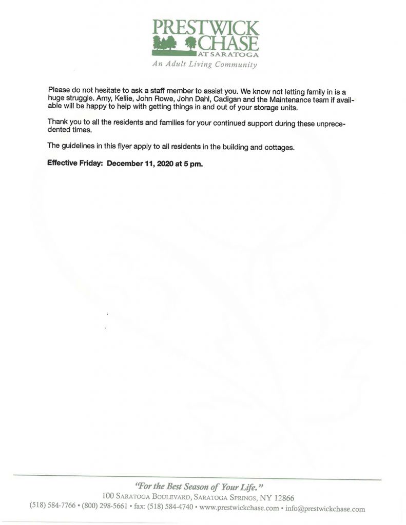 Prestwick Chase COVID Update. 12-10-20