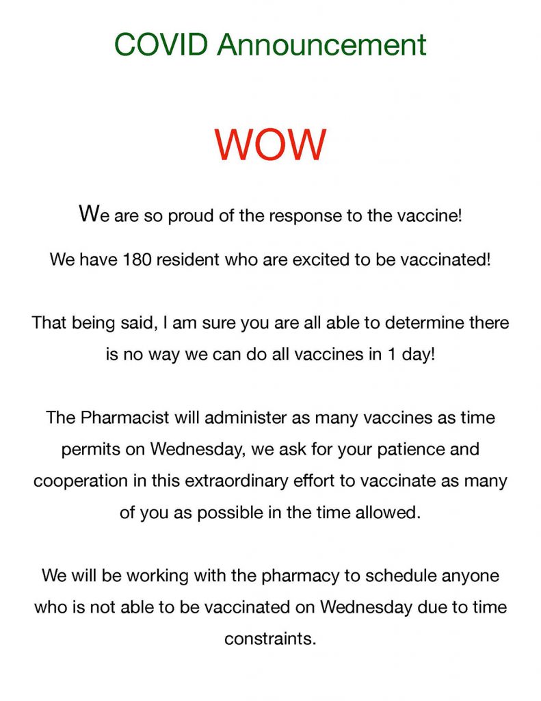 Thank you for signing up for the vaccine!