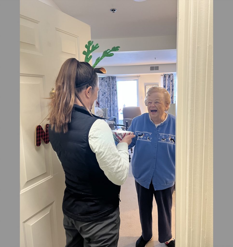 residents excitement at getting her gift.